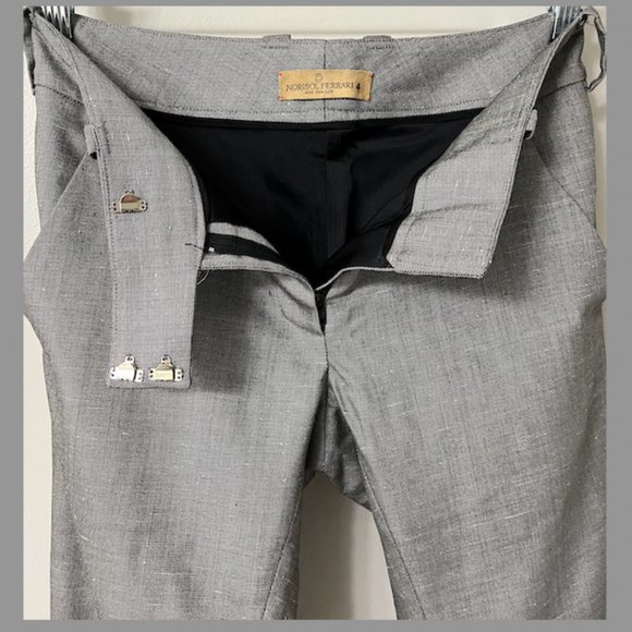 Norisol Ferrari, gray textured bootcut pants, wool & silk, size 4 - Picture 4 of 4